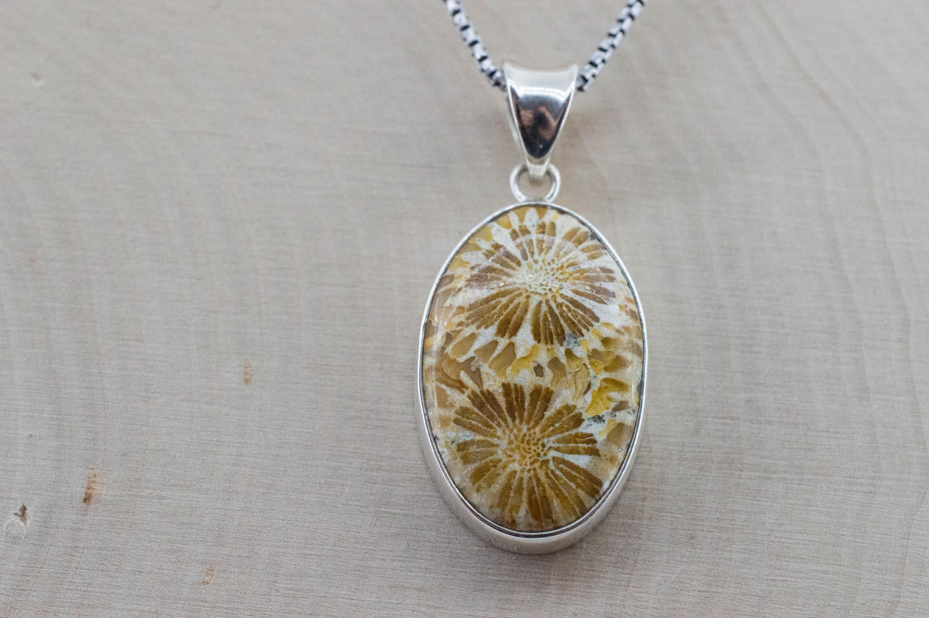 Fossil Coral Pendant; Natural Untreated Indonesia Coral