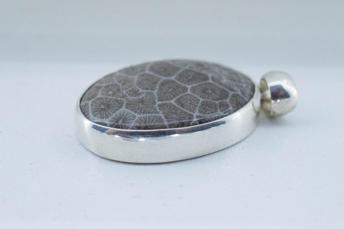 Petoskey Stone Pendant; Natural Untreated Michigan Fossil Coral