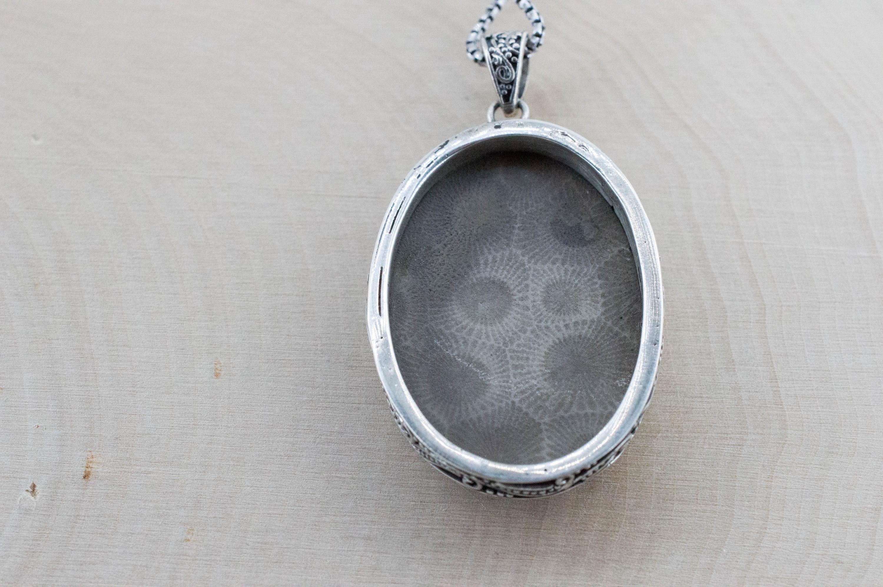 Petoskey Stone Pendant; Natural Untreated Michigan Fossil Coral Necklace