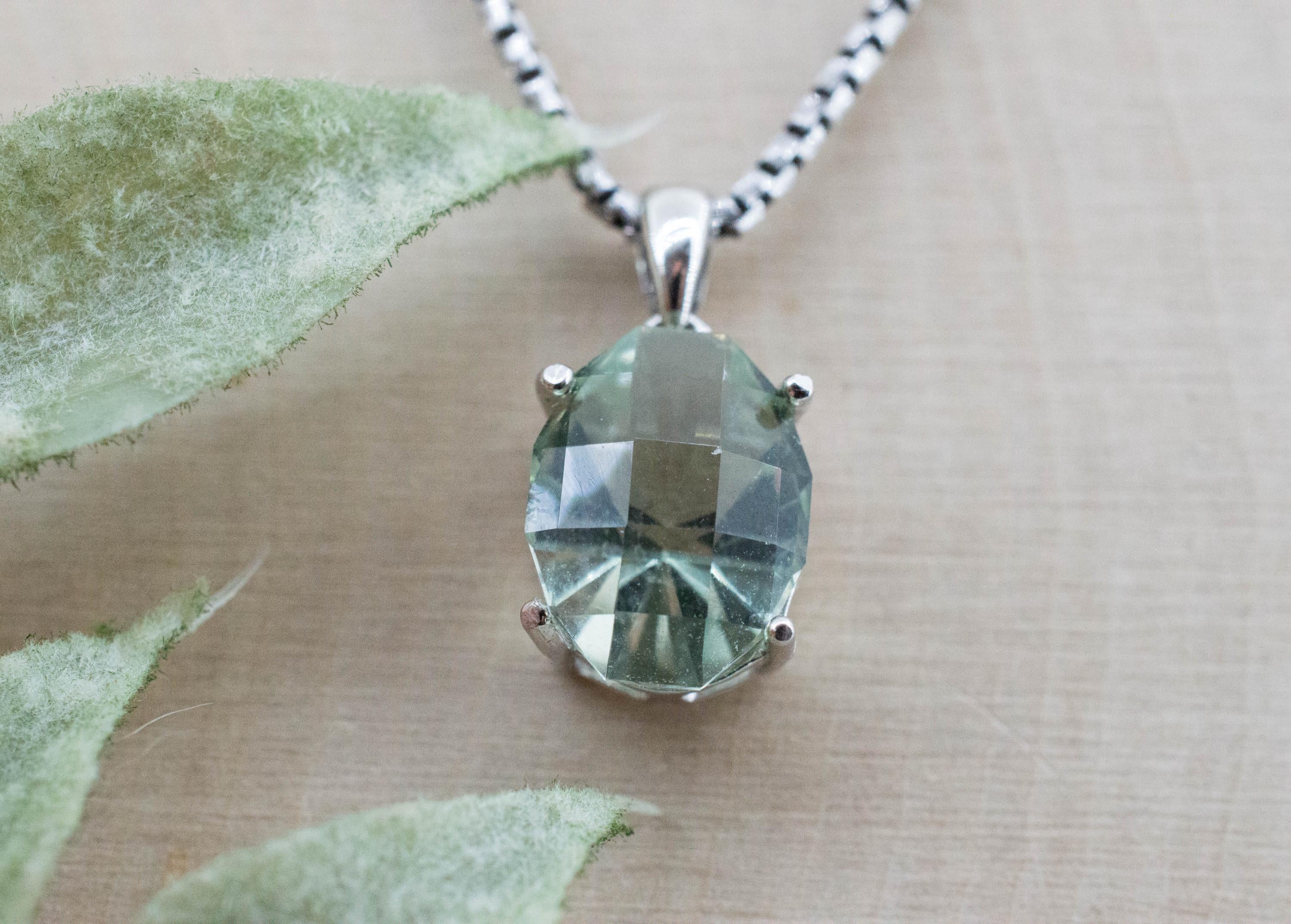 Prasiolite Pendant; Natural Brazil Green Amethyst; 2.685cts
