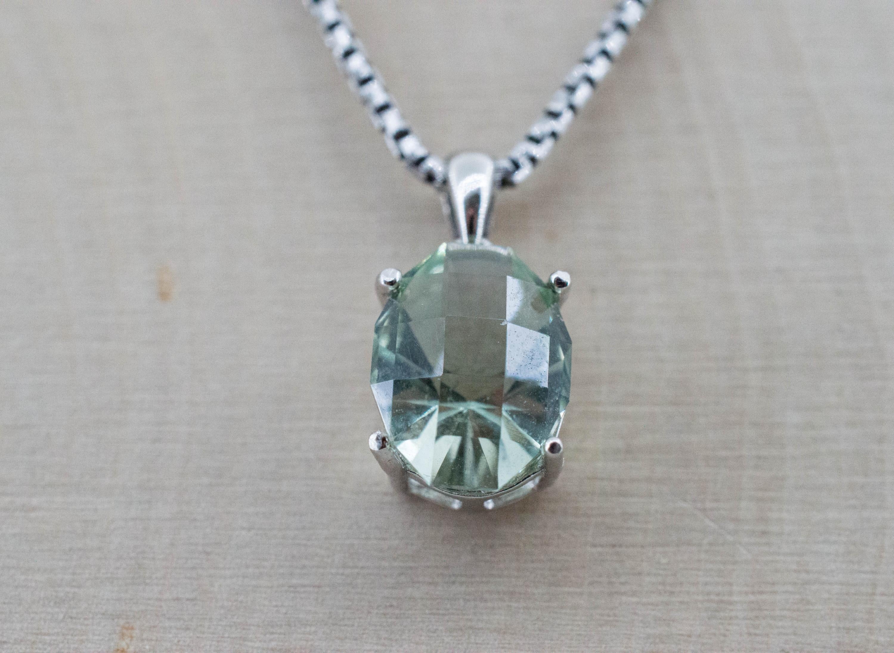 Prasiolite Pendant; Natural Brazil Green Amethyst; 2.685cts