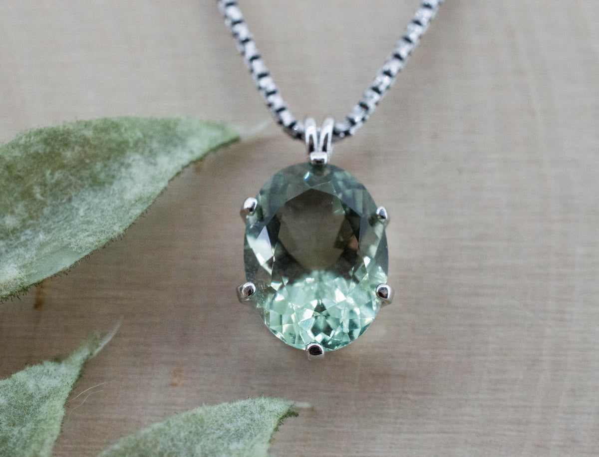 Prasiolite Pendant; Natural Brazil Green Amethyst; 4.150cts