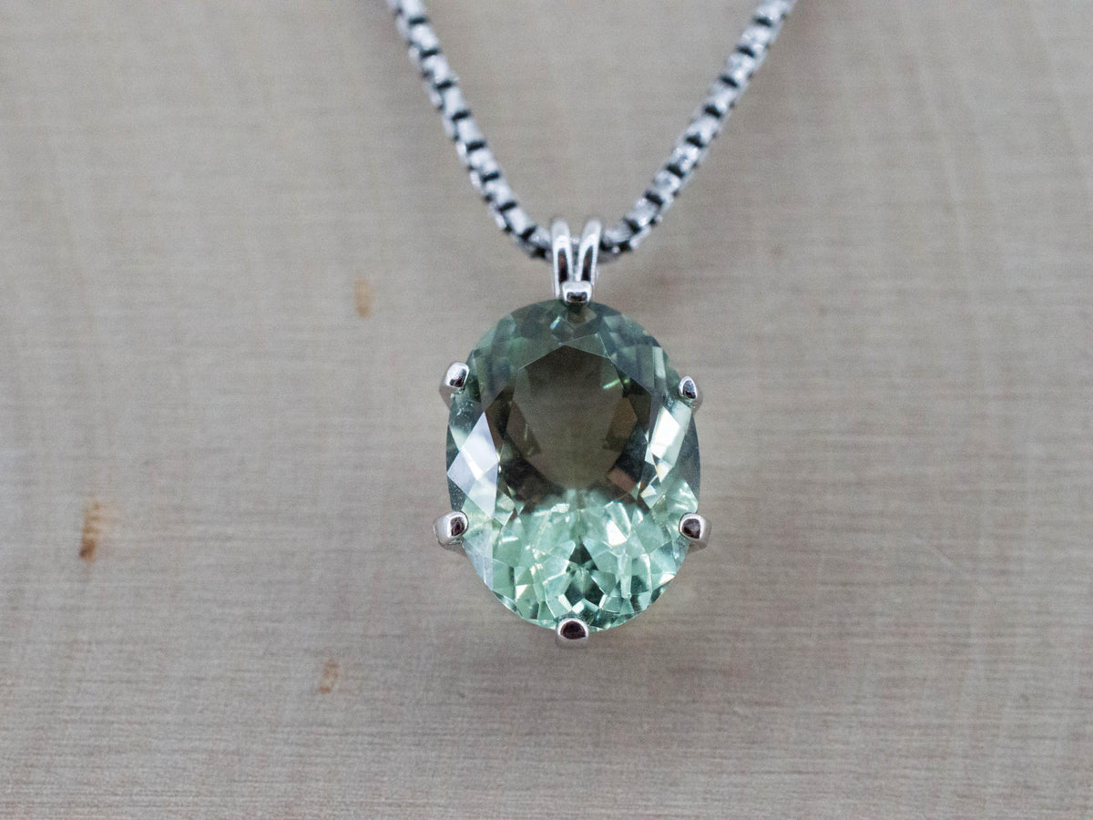 Prasiolite Pendant; Natural Brazil Green Amethyst; 4.150cts