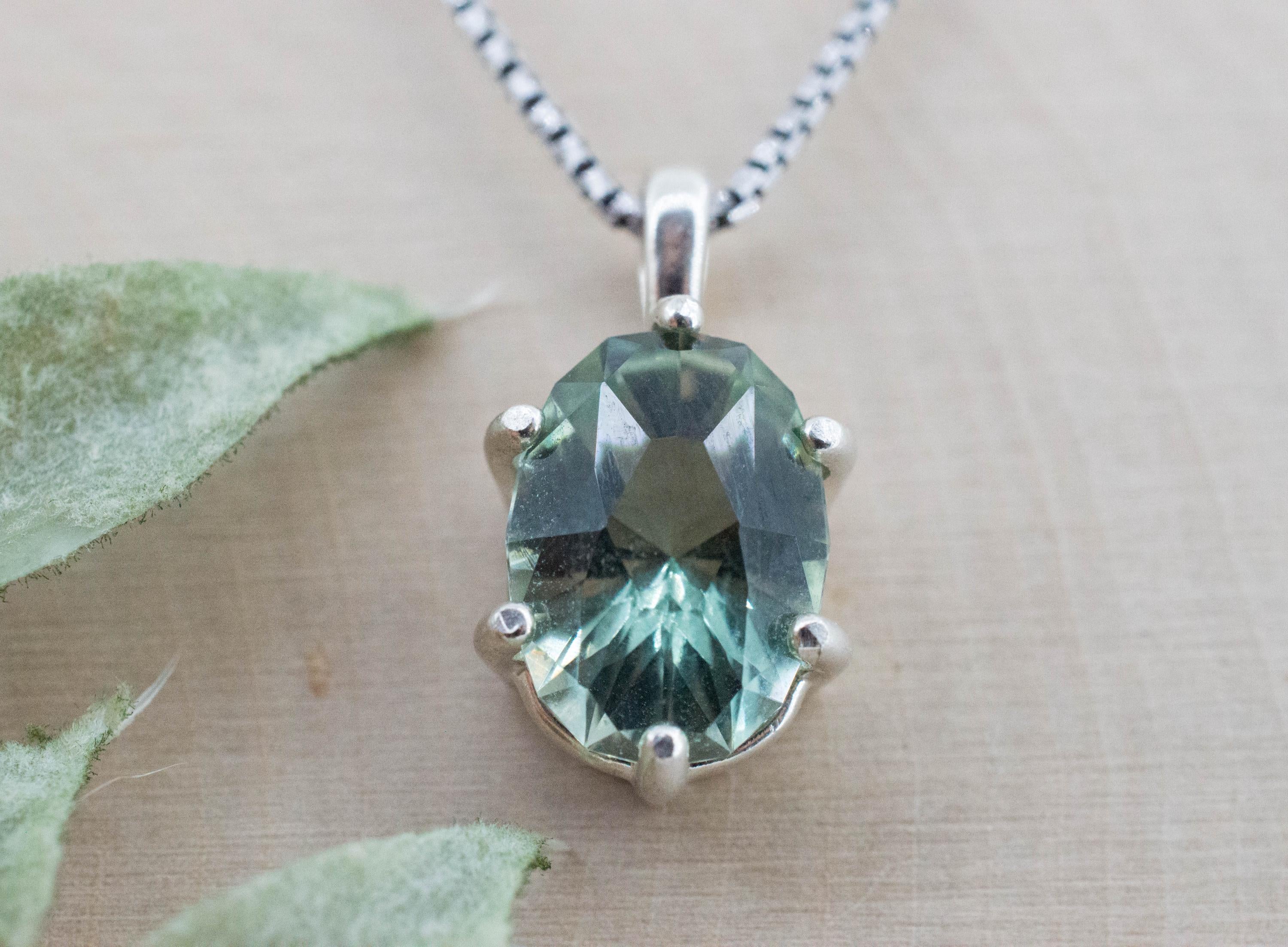 Prasiolite Pendant; Natural Brazil Green Amethyst; 5.330cts