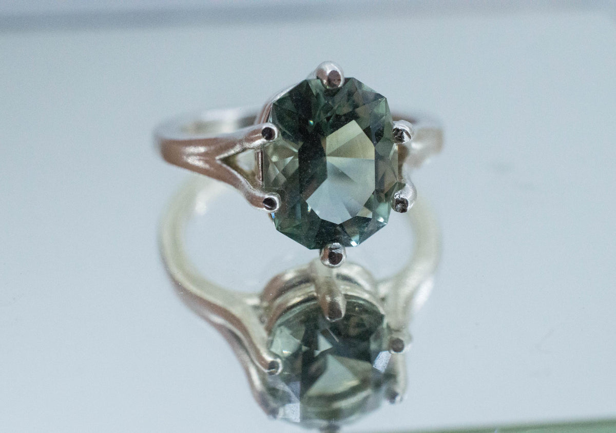 Prasiolite Ring, Natural Brazil Green Amethyst; 3.160cts