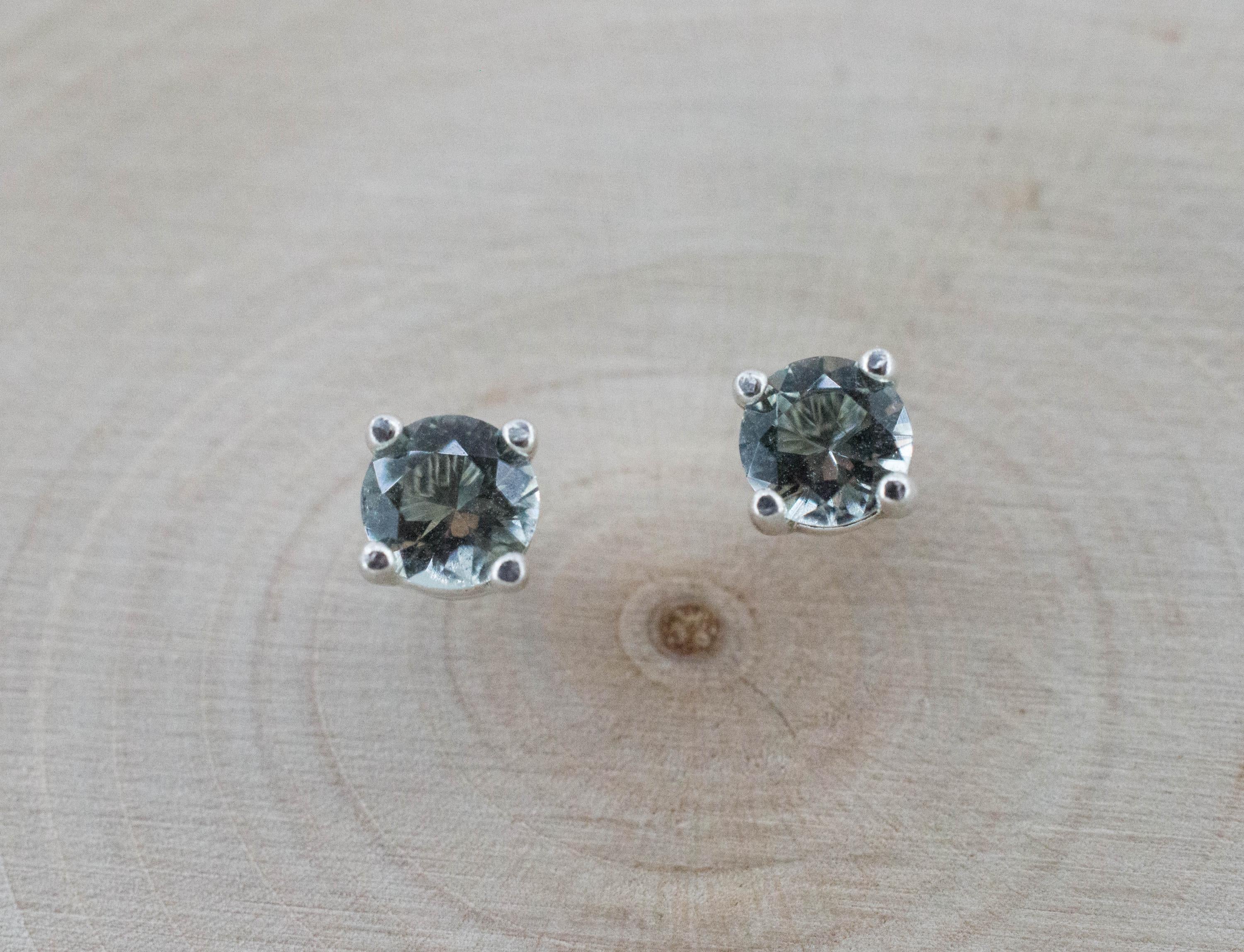 Prasiolite Earrings; Natural Brazilian Green Amethyst; 0.555cts