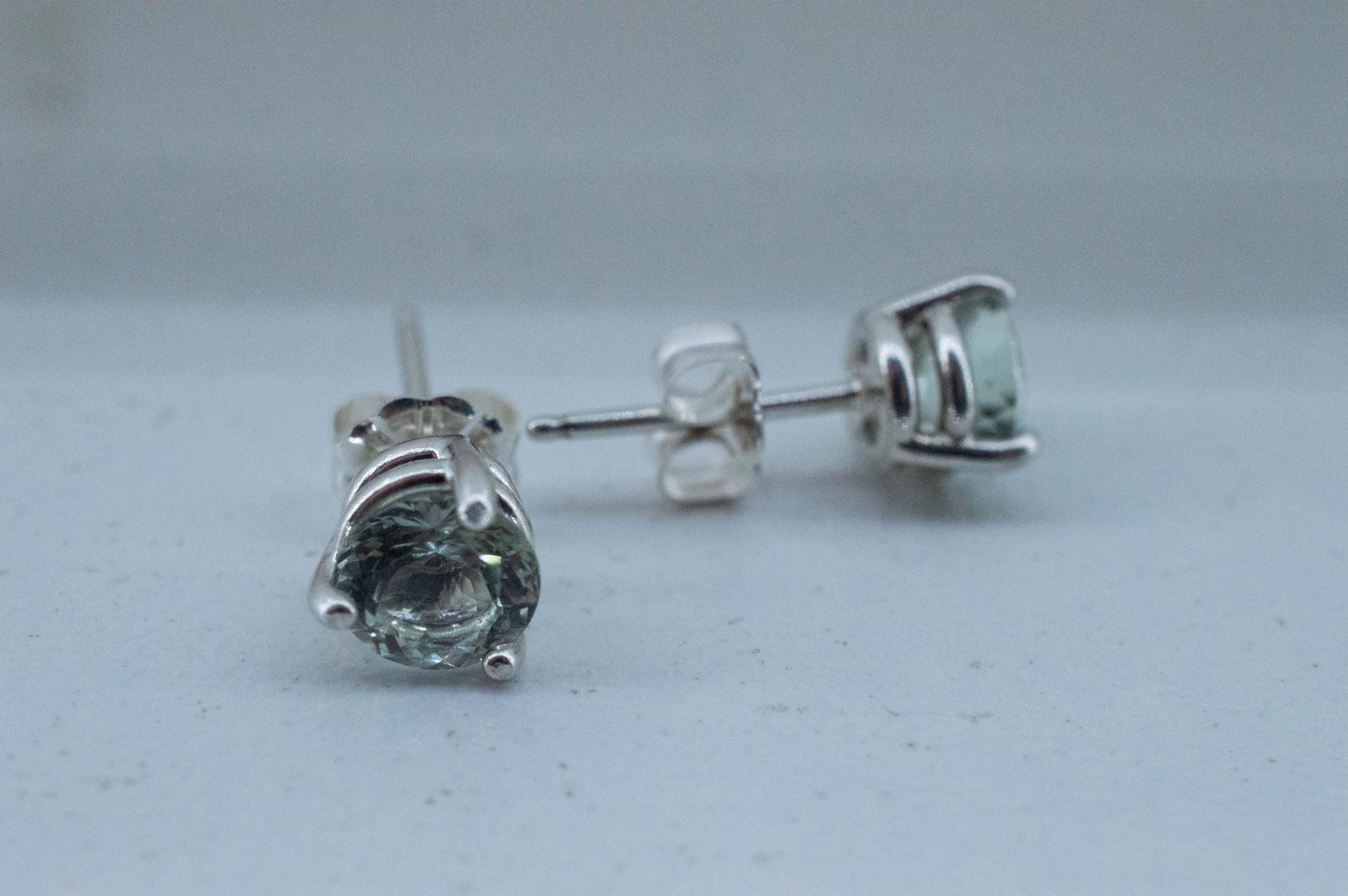 Prasiolite Earrings; Natural Brazilian Green Amethyst; 1.340cts