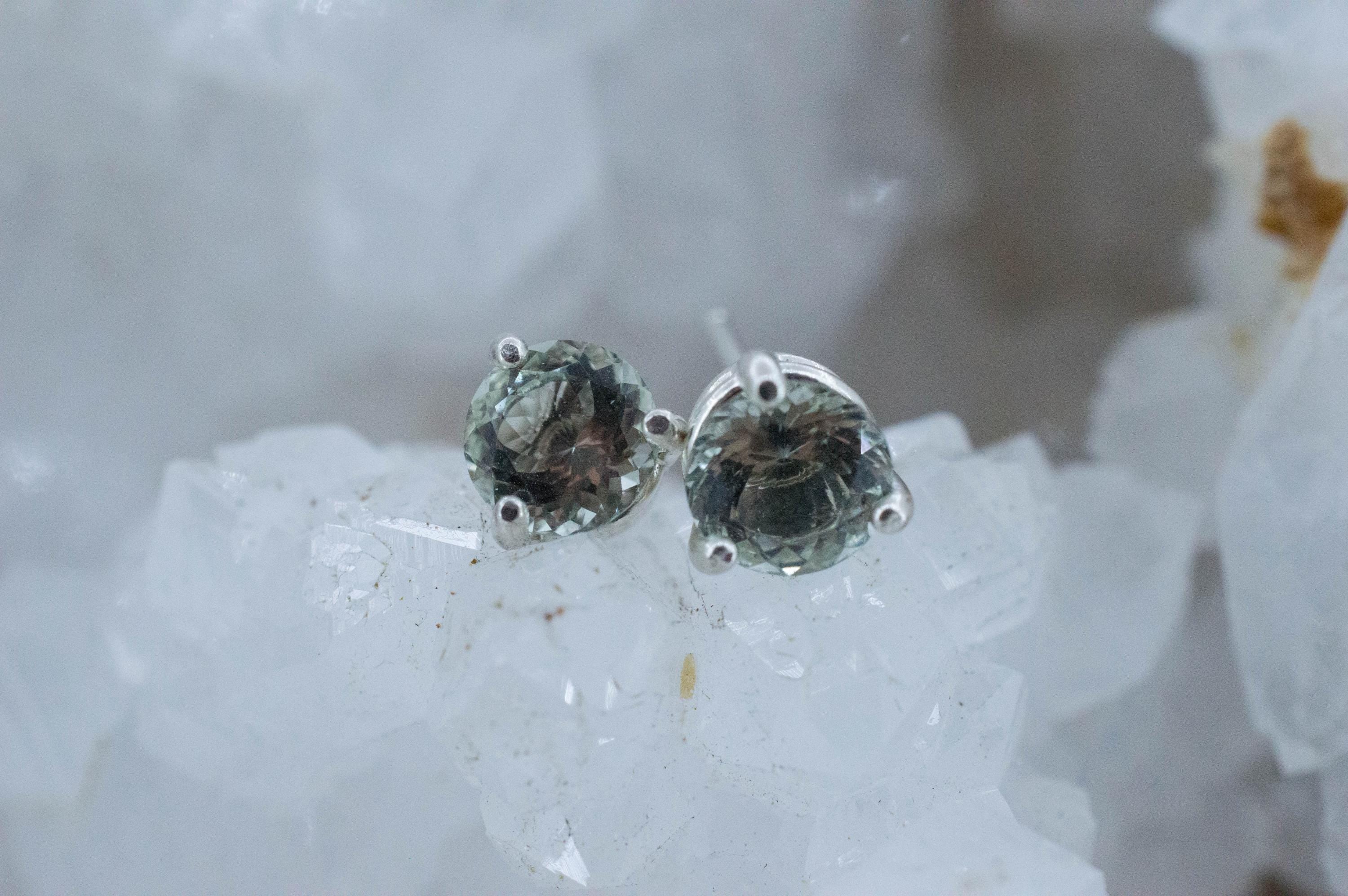Prasiolite Earrings; Natural Brazilian Green Amethyst; 1.340cts