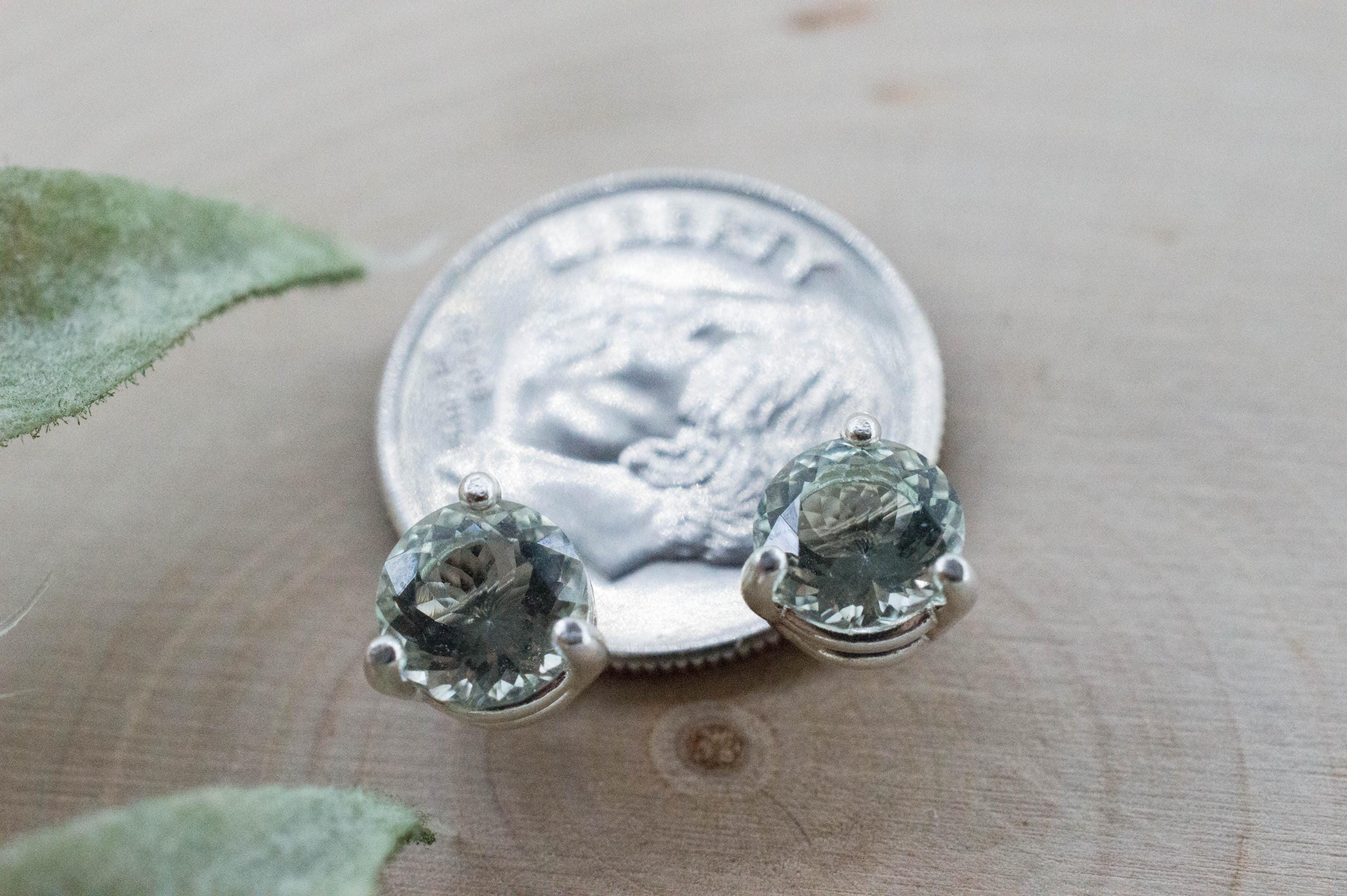Prasiolite Earrings; Natural Brazilian Green Amethyst; 1.340cts