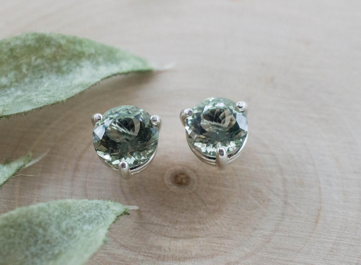Prasiolite Earrings; Natural Brazilian Green Amethyst; 2.015cts