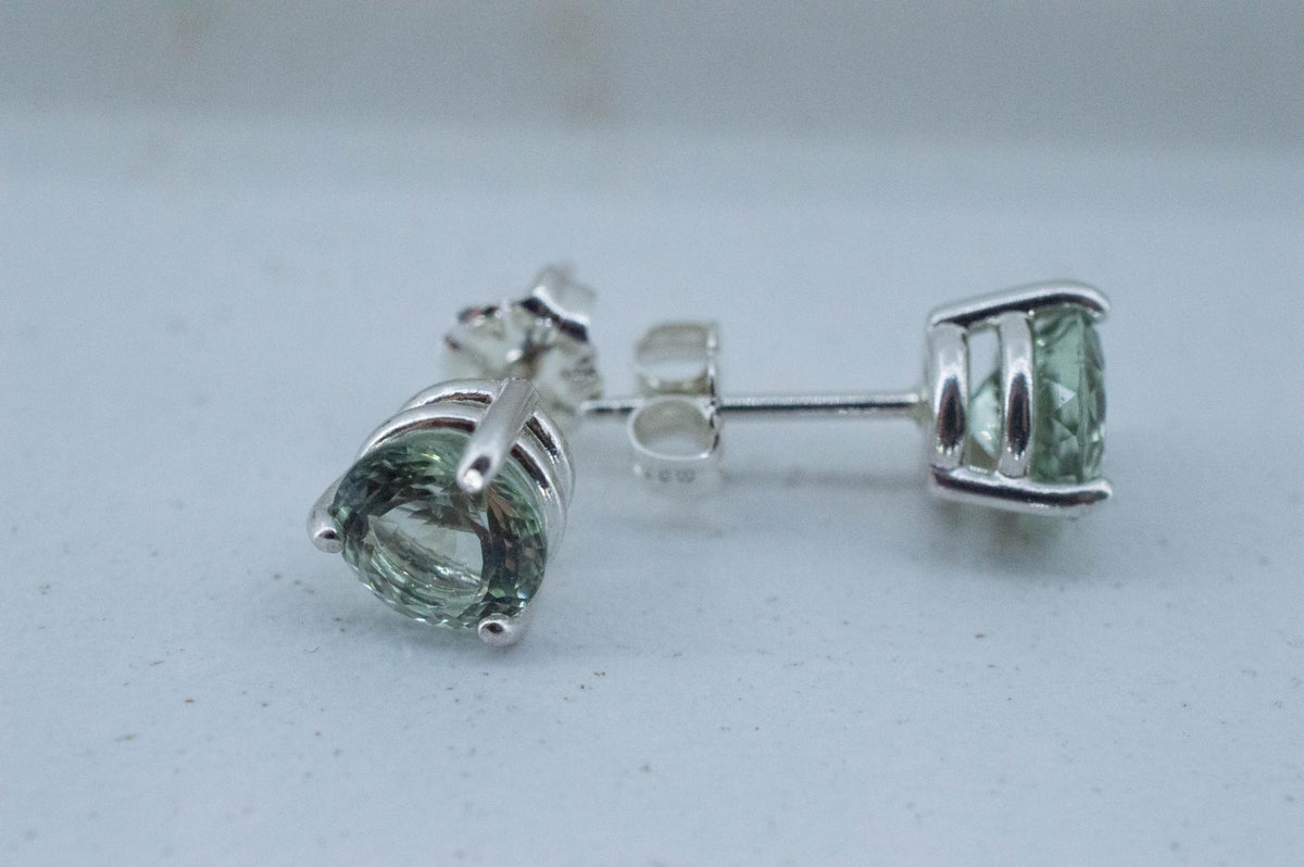 Prasiolite Earrings; Natural Brazilian Green Amethyst; 2.015cts