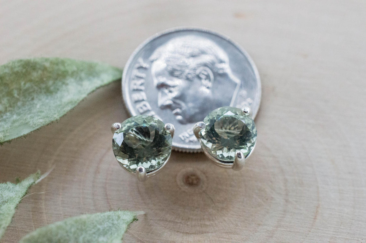 Prasiolite Earrings; Natural Brazilian Green Amethyst; 2.015cts