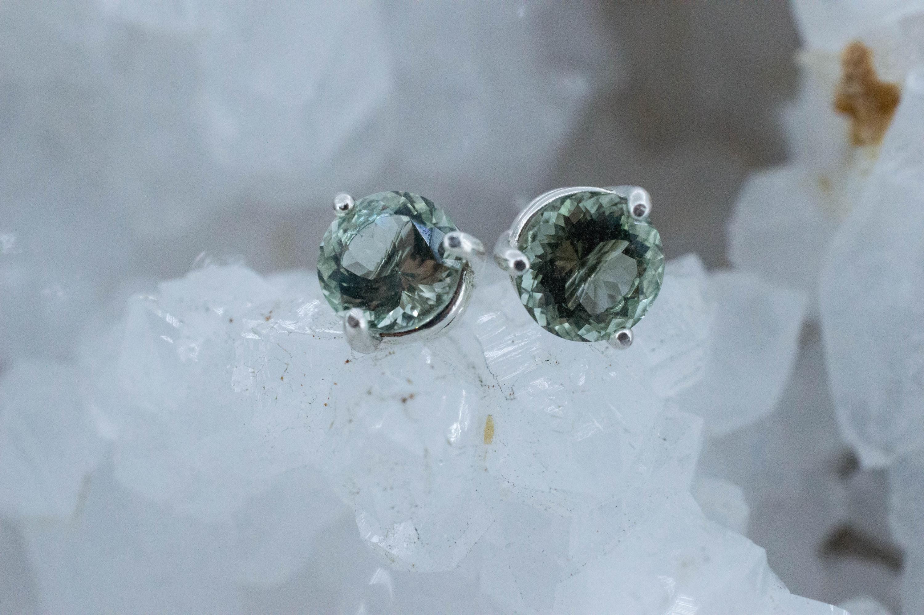 Prasiolite Earrings; Natural Brazilian Green Amethyst; 2.015cts