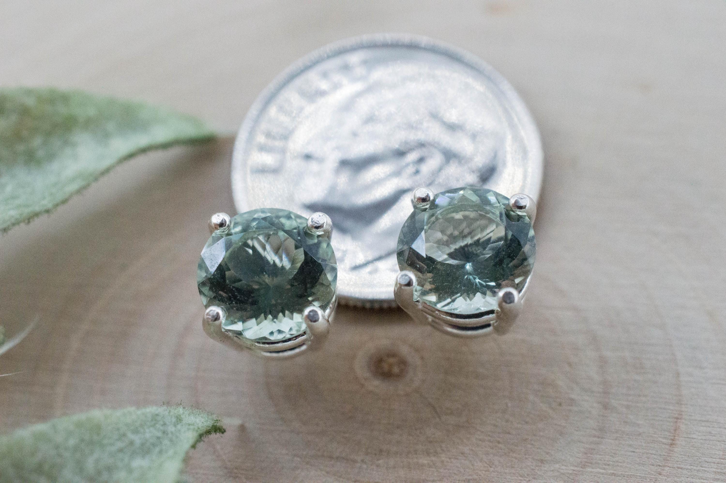 Prasiolite Earrings; Natural Brazilian Green Amethyst; 2.250cts