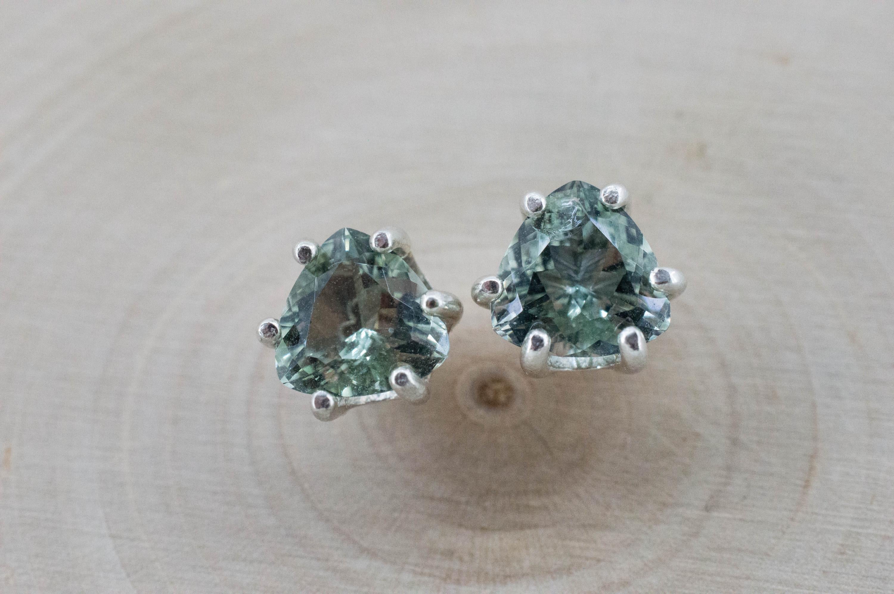 Prasiolite Earrings; Natural Brazilian Green Amethyst; 2.735cts