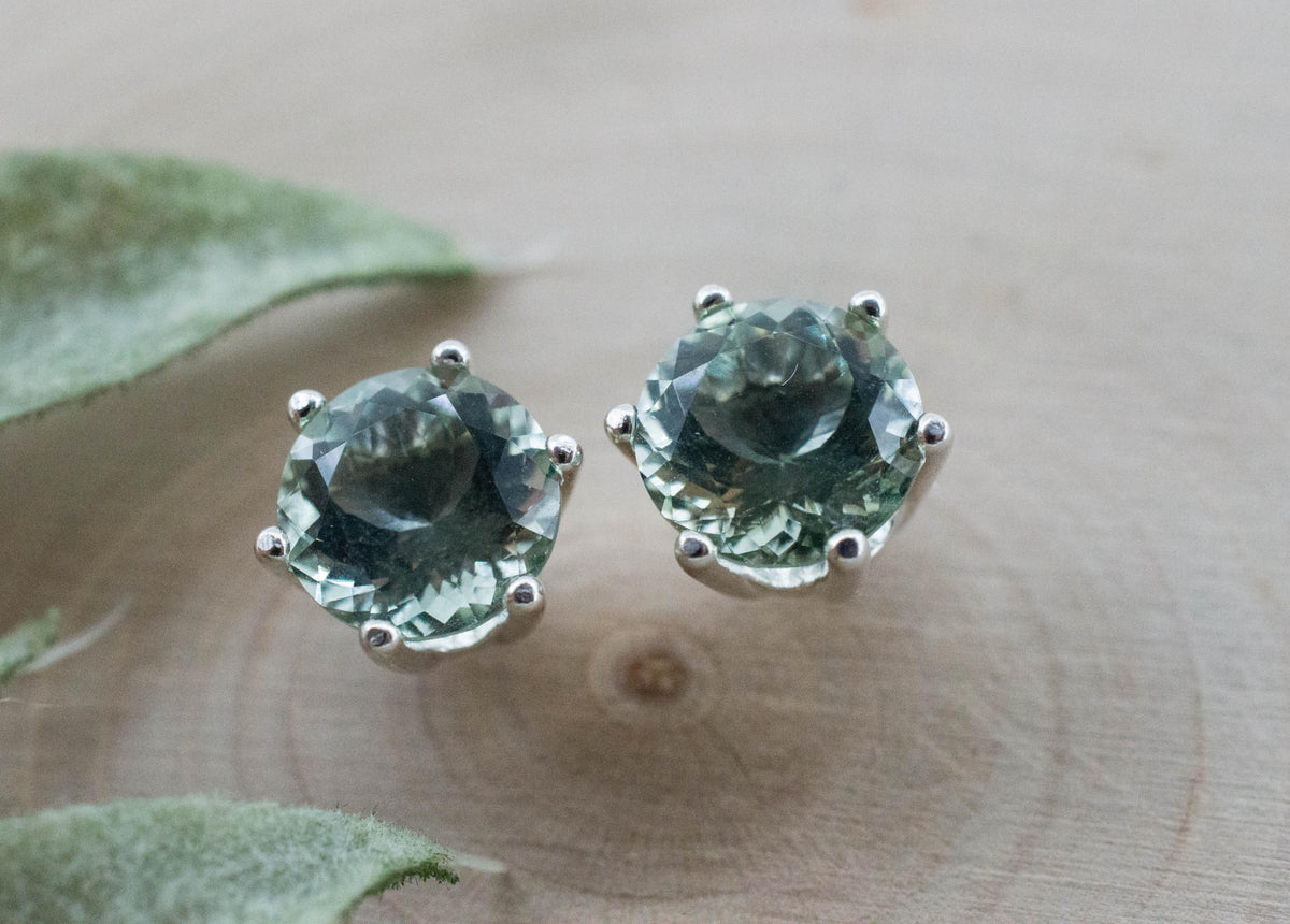 Prasiolite Earrings; Natural Brazilian Green Amethyst; 2.995cts