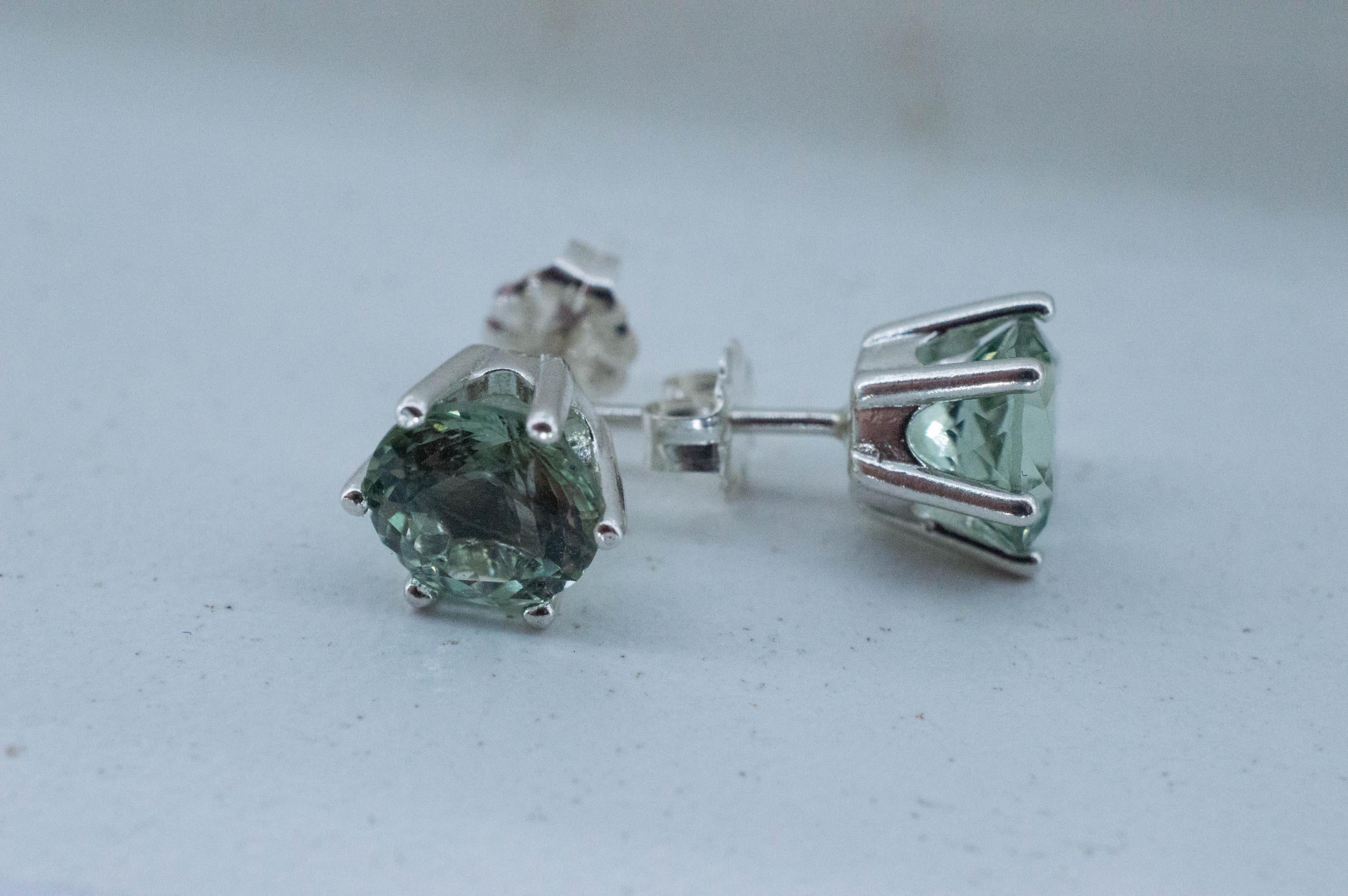 Prasiolite Earrings; Natural Brazilian Green Amethyst; 2.995cts