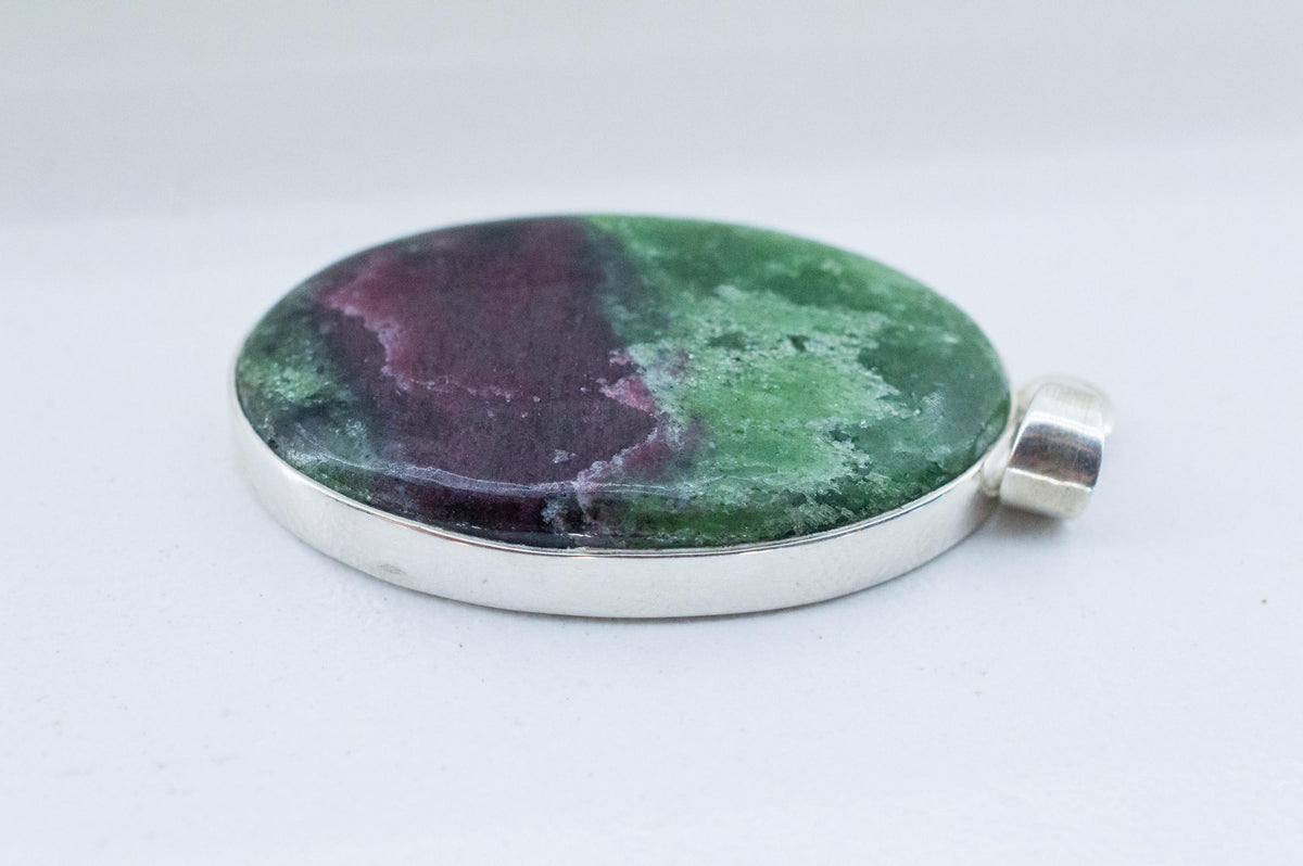 Ruby Zoisite Pendant; Natural Untreated Tanzania Anyolite; 35x23mm