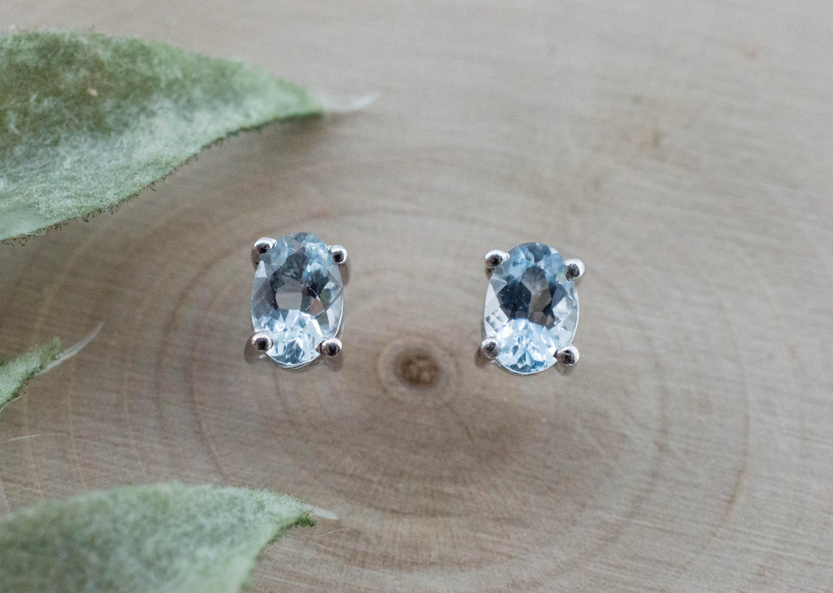 Aquamarine Earrings; Natural Untreated Brazil Aquamarine; 0.810cts