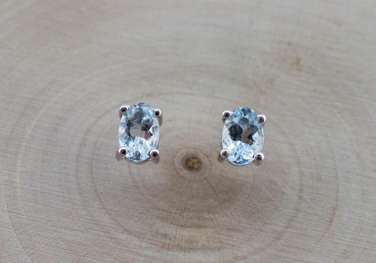 Aquamarine Earrings; Natural Untreated Brazil Aquamarine; 0.810cts