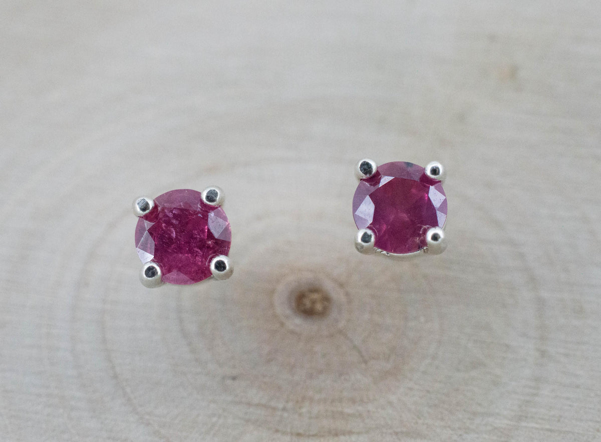 Winza Ruby Sapphire Earrings; Natural Untreated Tanzania Ruby; 0.775cts - Mark Oliver Gems