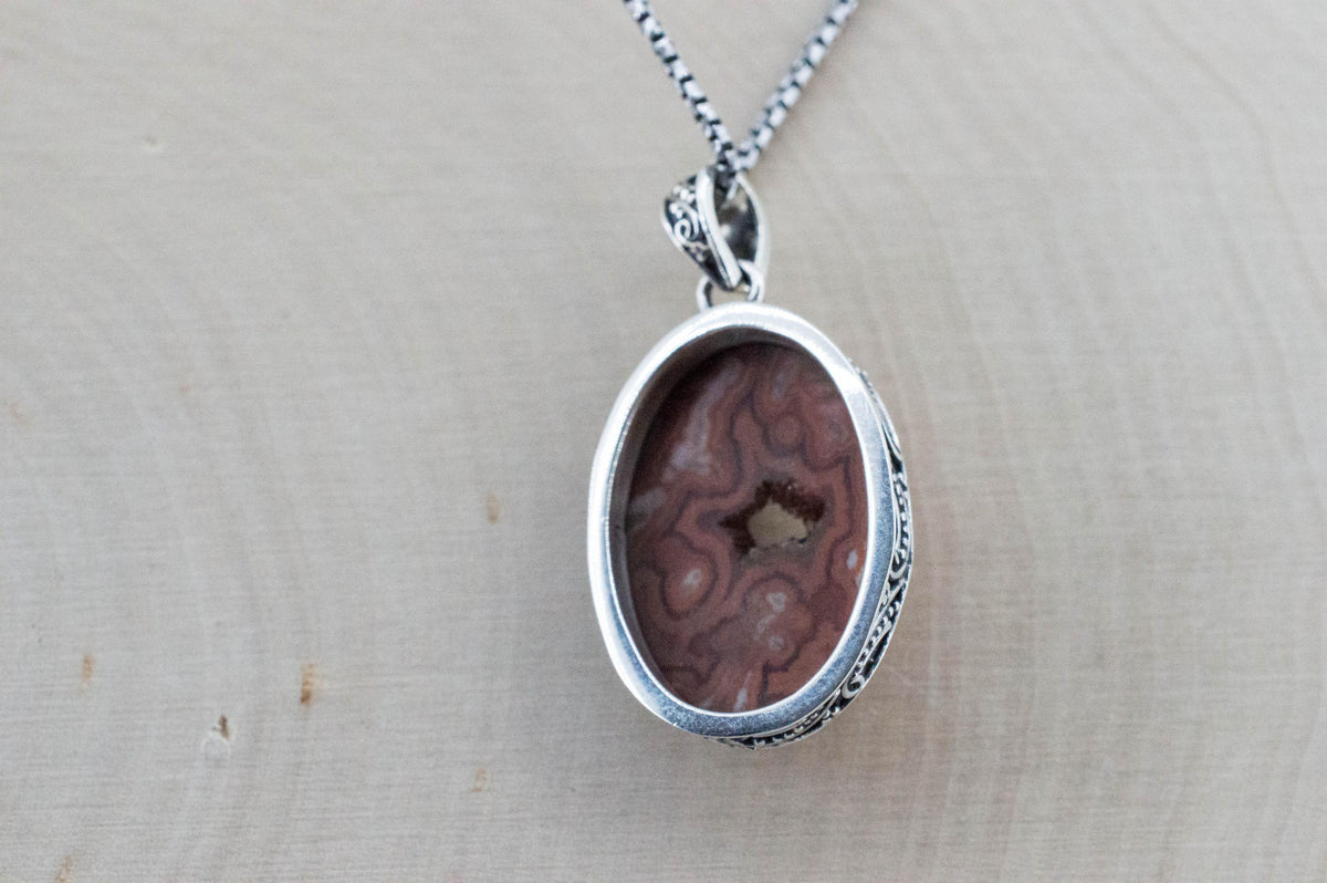 Dryhead Agate Pendant, Natural Untreated Montana Agate; 24x17mm - Mark Oliver Gems