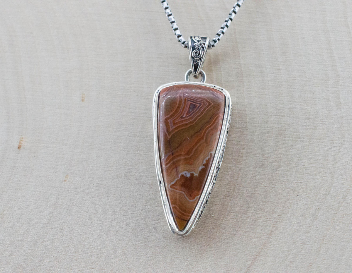 Dryhead Agate Pendant, Natural Untreated Montana Agate; 28x13mm - Mark Oliver Gems