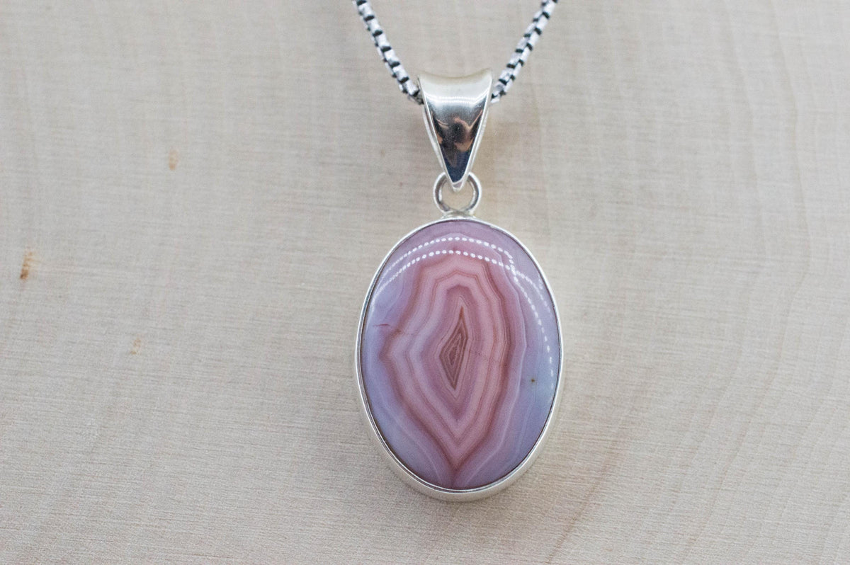 Laguna Agate Pendant, Natural Untreated Mexico Agate; 21x16mm - Mark Oliver Gems