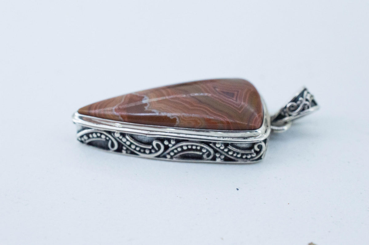 Dryhead Agate Pendant, Natural Untreated Montana Agate; 28x13mm - Mark Oliver Gems