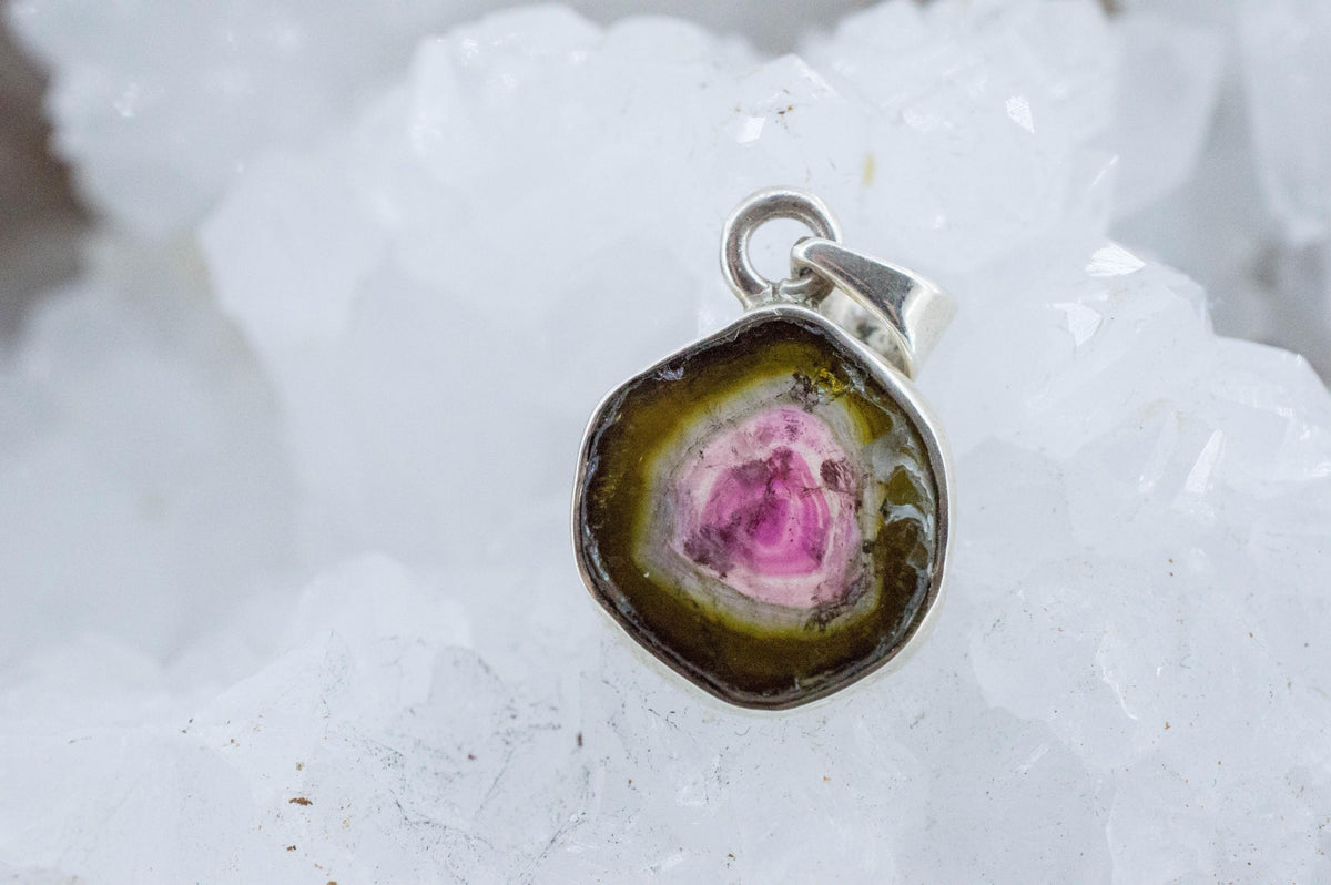 Watermelon Tourmaline Pendant; Natural Untreated Brazil Tourmaline; 3.850cts - Mark Oliver Gems