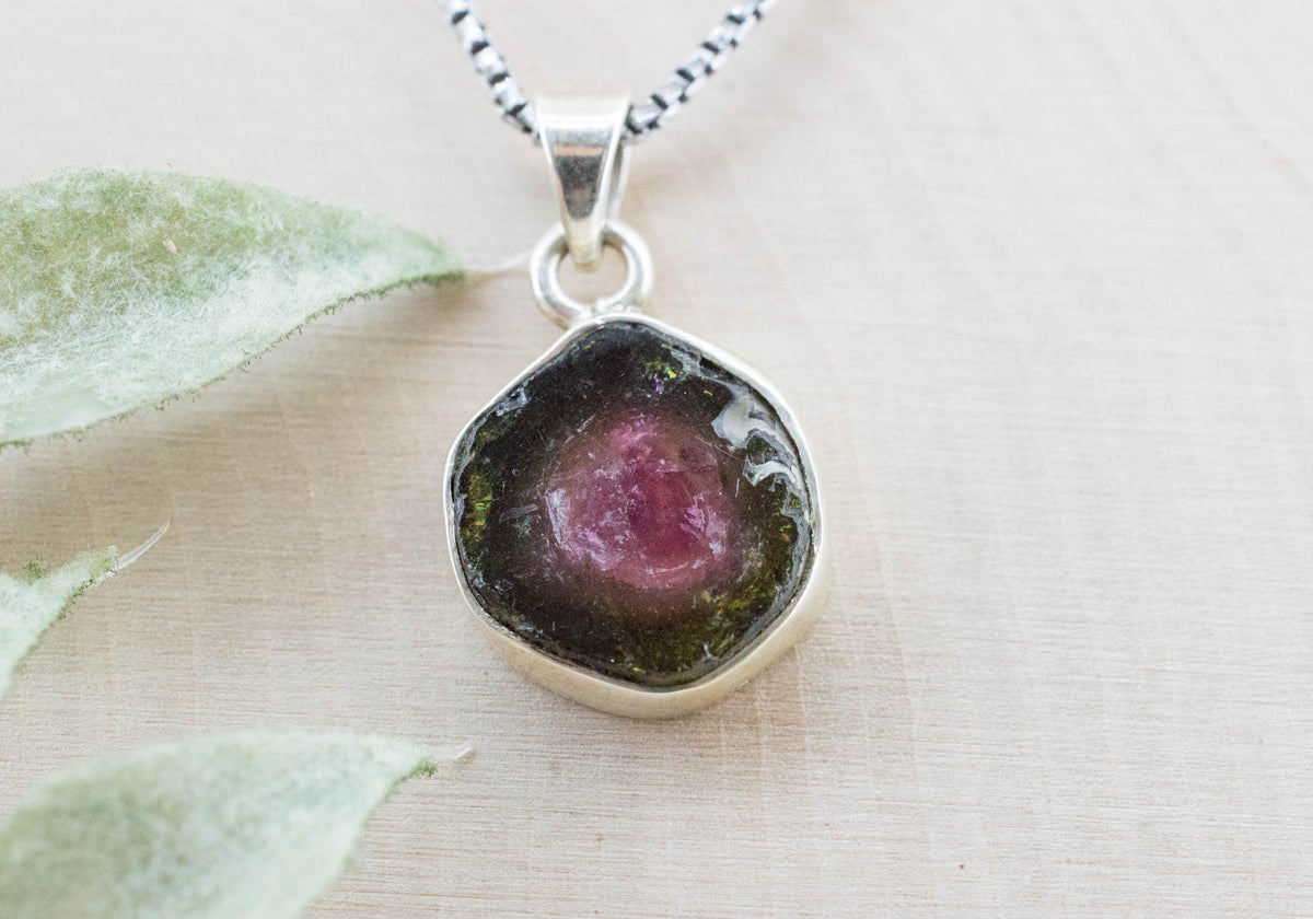Watermelon Tourmaline Pendant; Natural Untreated Brazil Tourmaline; 3.850cts - Mark Oliver Gems