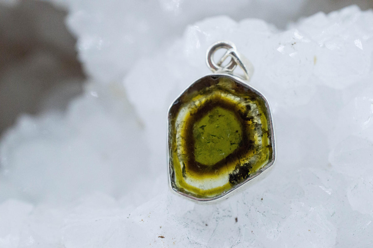 Tourmaline Slice Pendant; Natural Untreated Brazil Tourmaline; 5.215cts - Mark Oliver Gems