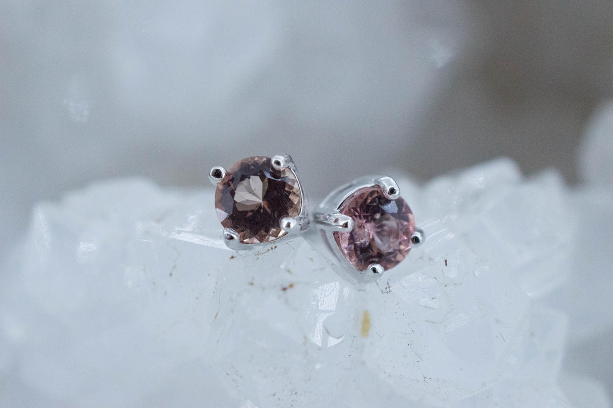 Pink Tourmaline Earrings; Natural Untreated Brazil Peach Tourmaline; 0.520cts - Mark Oliver Gems
