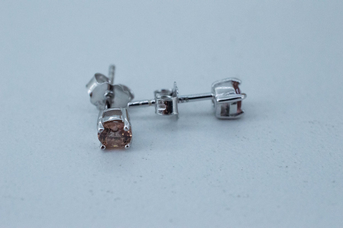 Pink Tourmaline Earrings; Natural Untreated Brazil Peach Tourmaline; 0.520cts - Mark Oliver Gems