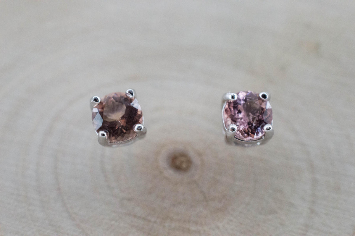 Pink Tourmaline Earrings; Natural Untreated Brazil Peach Tourmaline; 0.520cts - Mark Oliver Gems