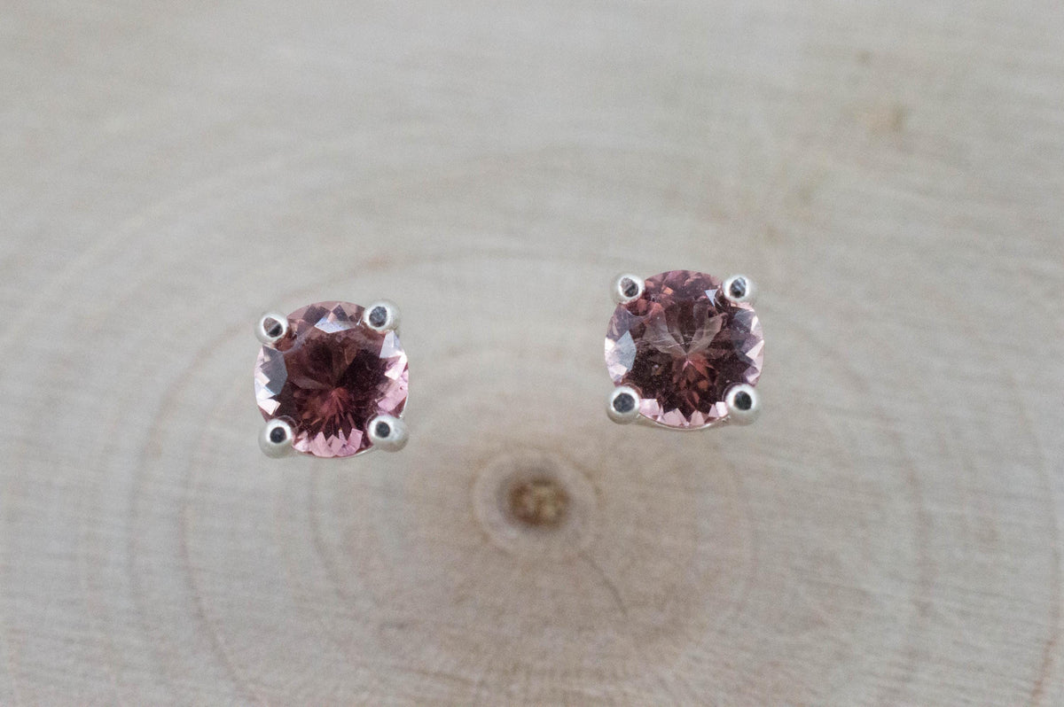 Pink Tourmaline Earrings; Natural Untreated Brazil Peach Tourmaline; 0.610cts - Mark Oliver Gems