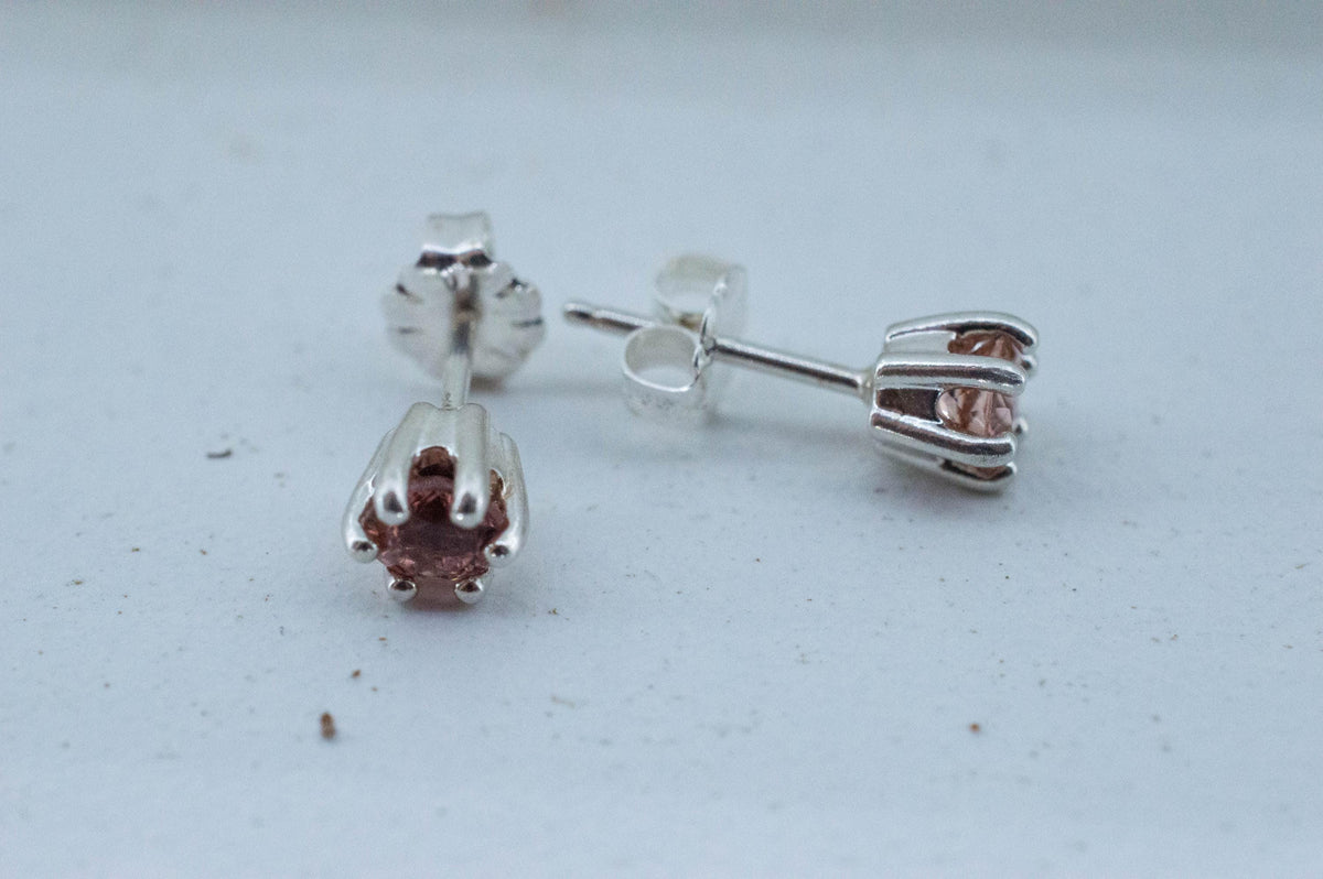 Pink Tourmaline Earrings; Natural Untreated Brazil Peach Tourmaline; 0.680cts - Mark Oliver Gems