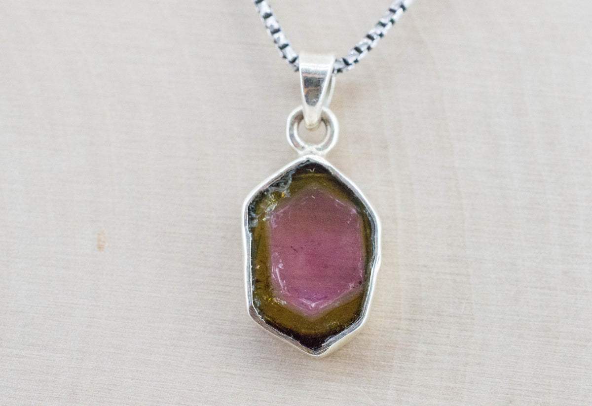 Watermelon Tourmaline Pendant; Natural Untreated Brazil Tourmaline; 2.750cts - Mark Oliver Gems