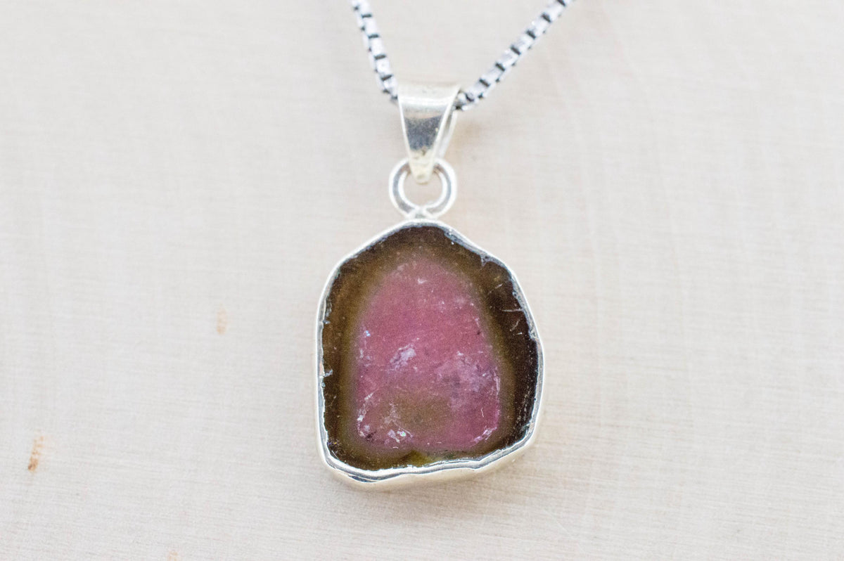 Watermelon Tourmaline Pendant; Natural Untreated Brazil Tourmaline; 4.980cts - Mark Oliver Gems