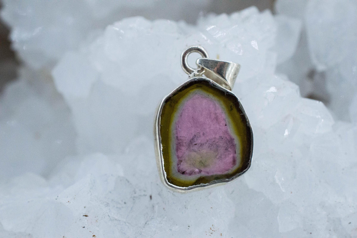 Watermelon Tourmaline Pendant; Natural Untreated Brazil Tourmaline; 4.980cts - Mark Oliver Gems