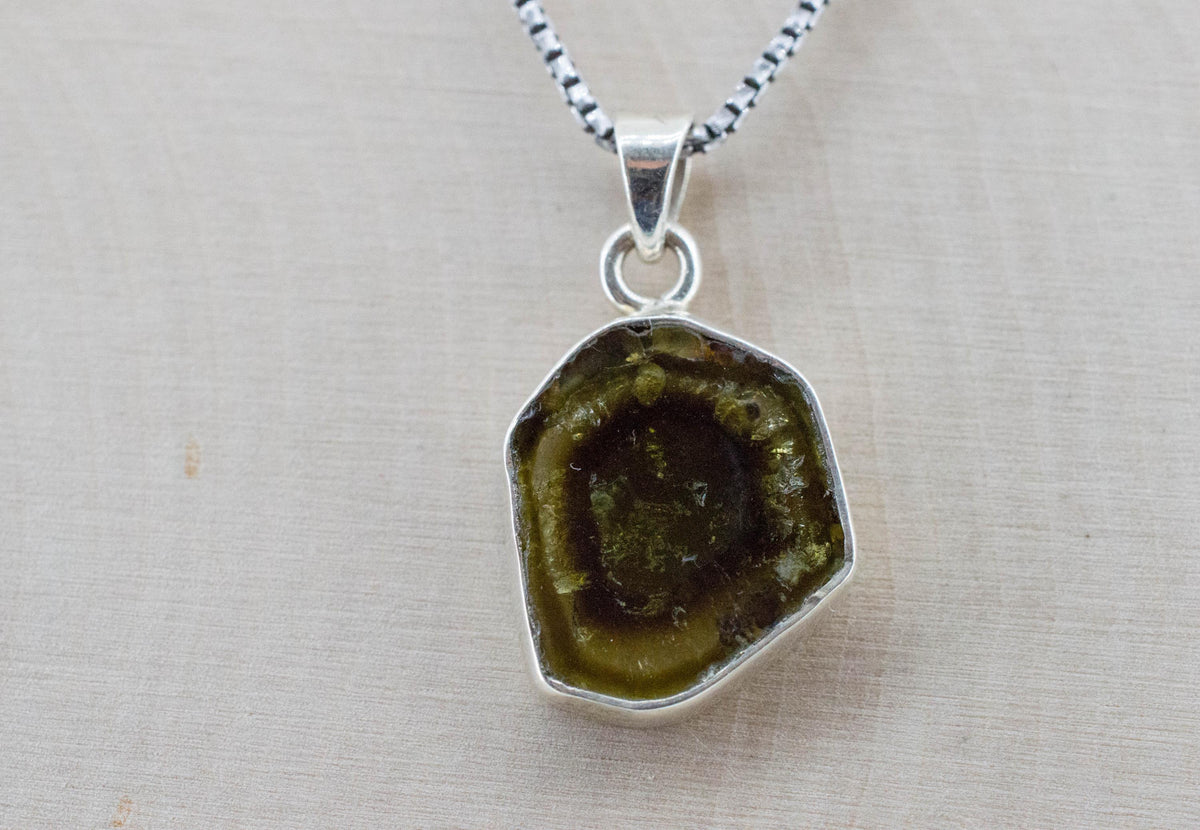 Tourmaline Slice Pendant; Natural Untreated Brazil Tourmaline; 5.215cts - Mark Oliver Gems