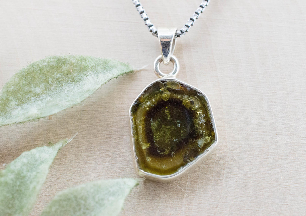 Tourmaline Slice Pendant; Natural Untreated Brazil Tourmaline; 5.215cts - Mark Oliver Gems