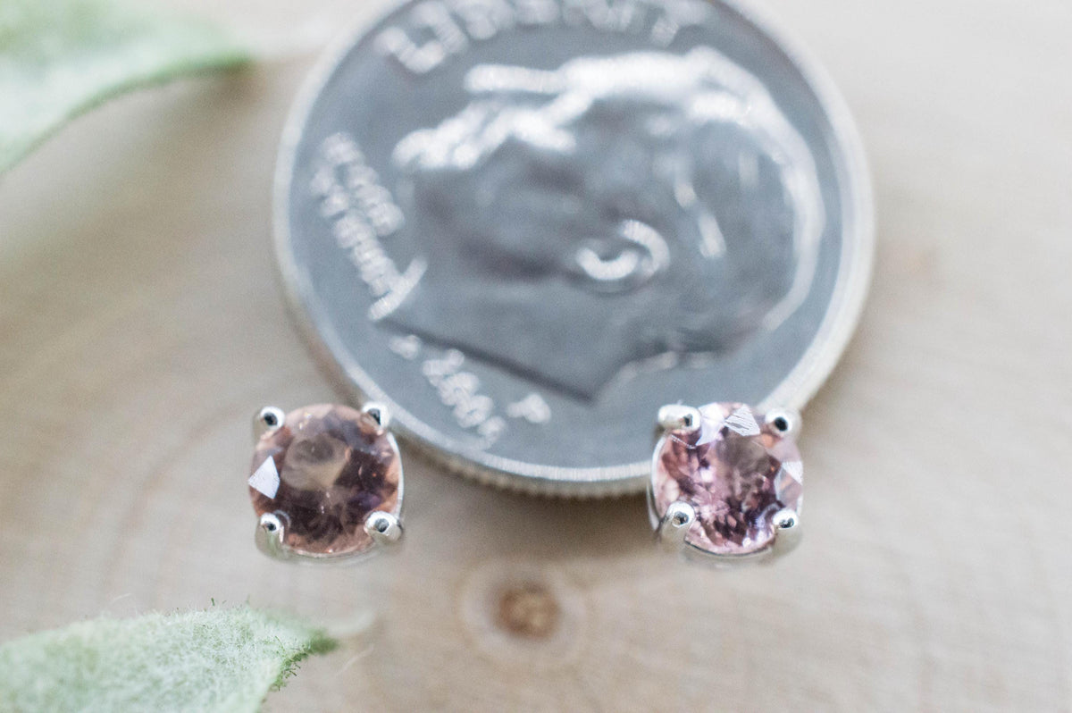 Pink Tourmaline Earrings; Natural Untreated Brazil Peach Tourmaline; 0.520cts - Mark Oliver Gems