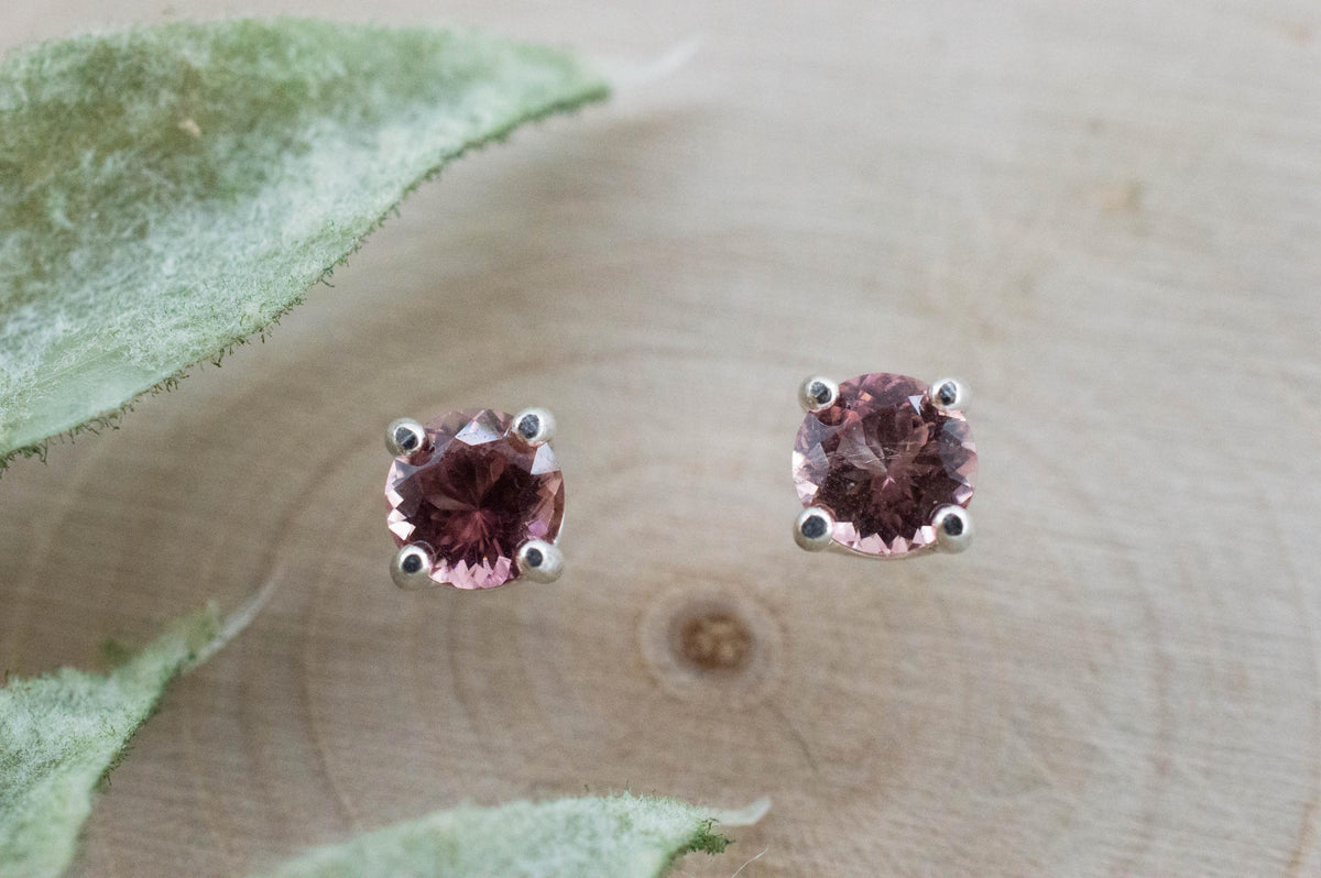 Pink Tourmaline Earrings; Natural Untreated Brazil Peach Tourmaline; 0.610cts - Mark Oliver Gems
