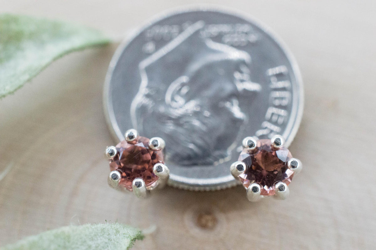 Pink Tourmaline Earrings; Natural Untreated Brazil Peach Tourmaline; 0.680cts - Mark Oliver Gems