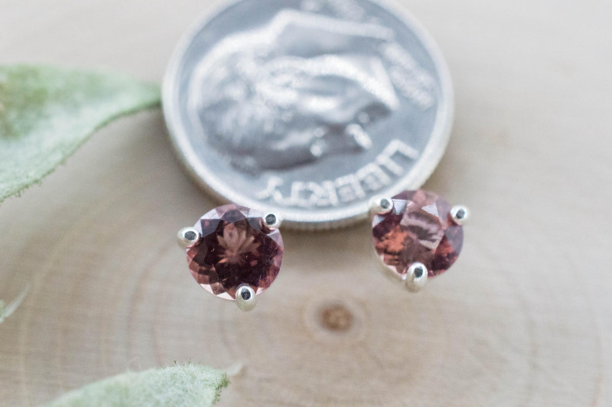 Pink Tourmaline Earrings; Natural Untreated Brazil Peach Tourmaline; 0.965cts - Mark Oliver Gems