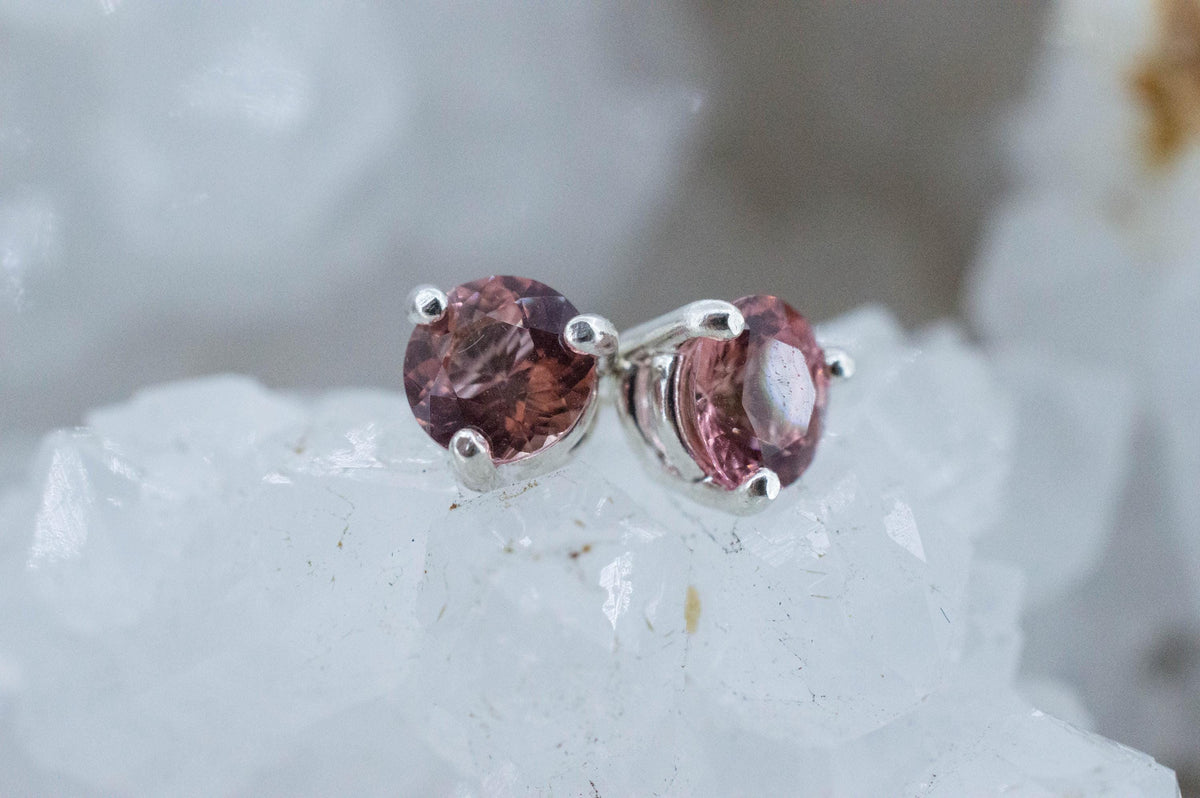 Pink Tourmaline Earrings; Natural Untreated Brazil Peach Tourmaline; 0.965cts - Mark Oliver Gems