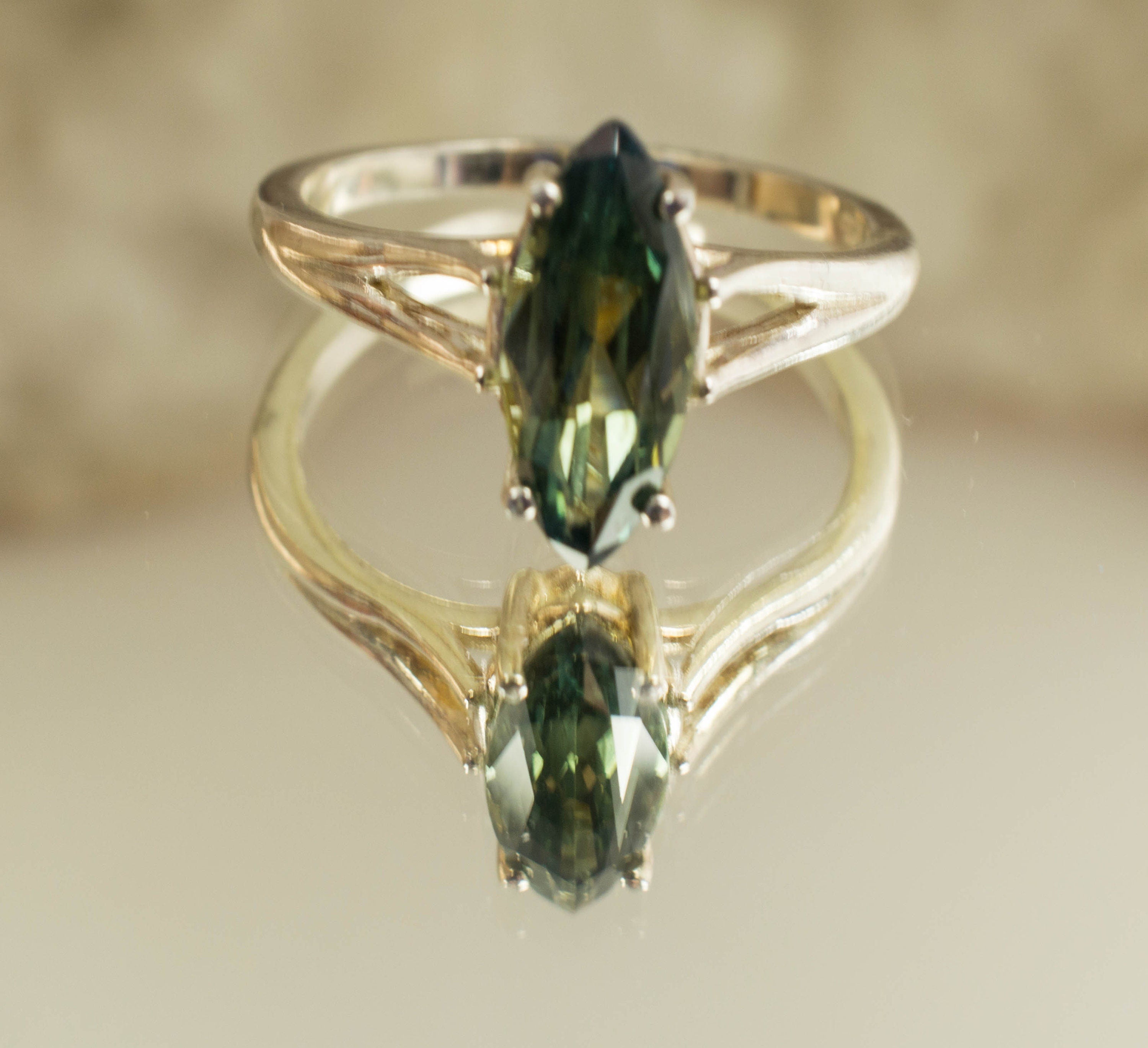 Australian Parti Sapphire Sterling Silver Ring, Genuine Untreated Bi-Colored Sapphire - Mark Oliver Gems