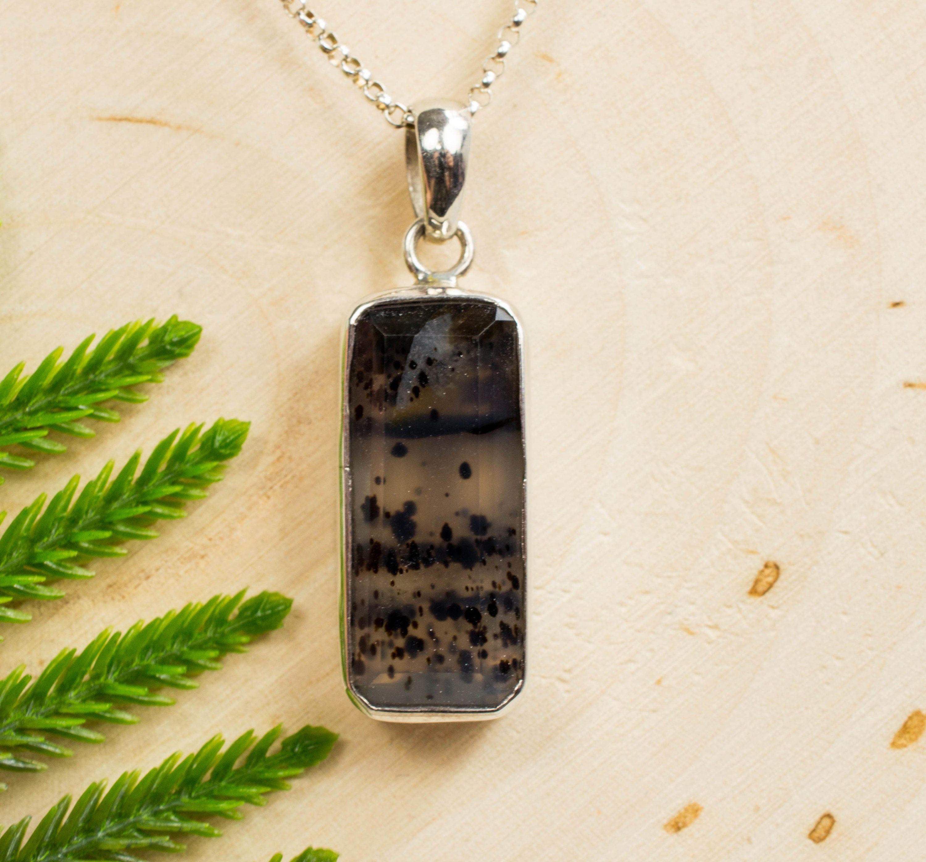 Montana Moss Agate Sterling Silver Pendant, Genuine Untreated Agate; Agate Pendant - Mark Oliver Gems