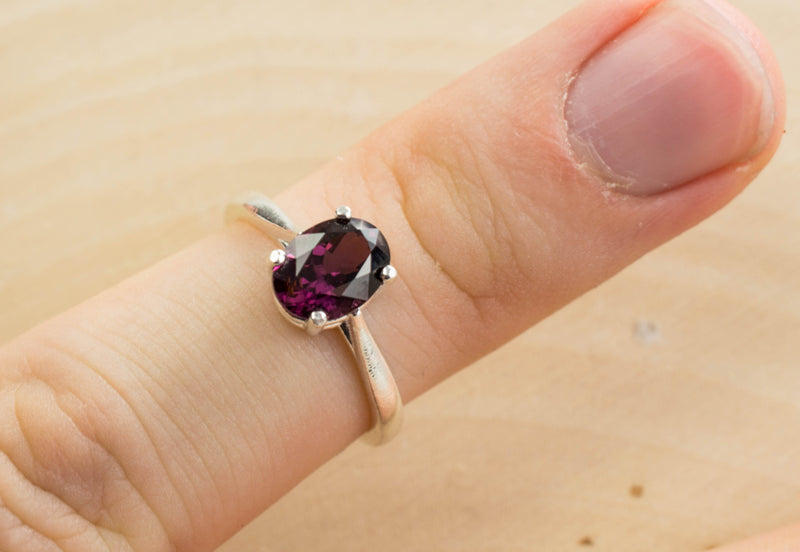 Pink Spinel Sterling Silver Ring; Genuine Untreated Sri Lankan Spinel